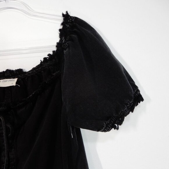 Free People WE THE FREE Daisy Babydoll ROMPER Size M Black Denim Pockets NEW - Picture 9 of 10